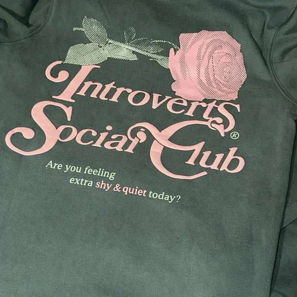 NWT OTTO BY KRIS AUTHENTIC INTROVERTS SOCIAL CLUB HOODIE SMALL KANGAROO Pockets - Picture 10 of 10